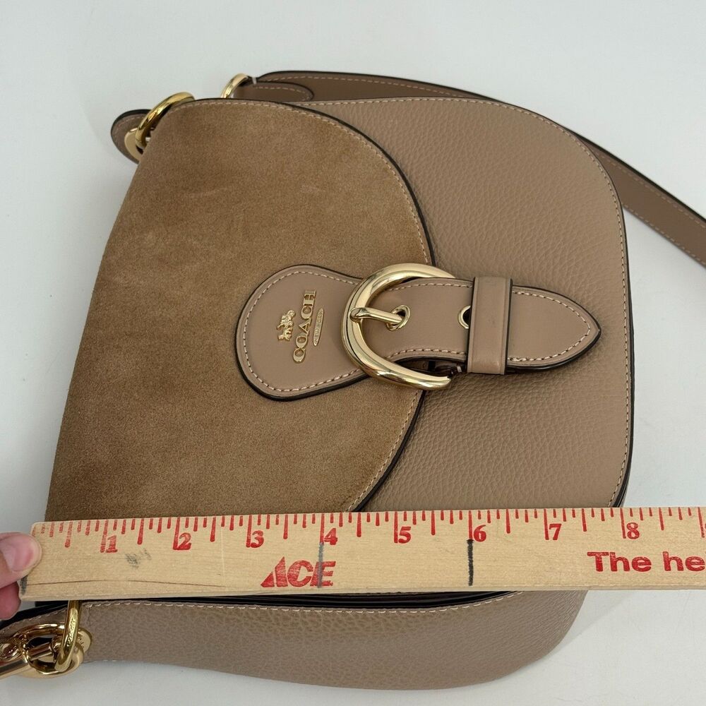 Coach Kleo Bag 23 Beige Suede Leather Buckle Crossbody Classic Luxury CA424 - Picture 15 of 16